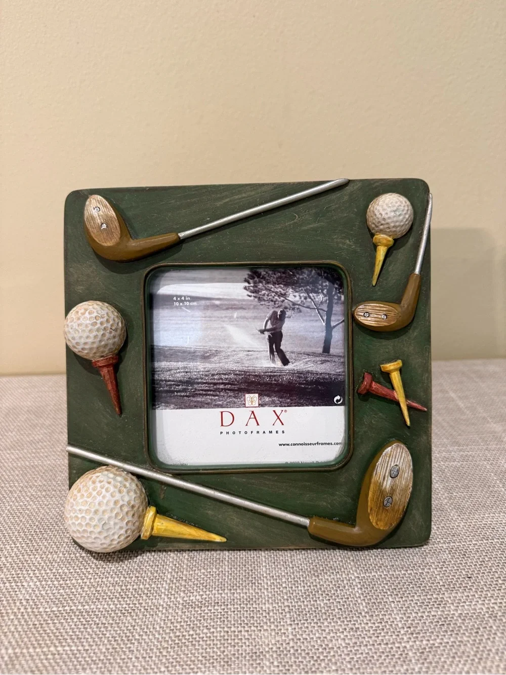 Dax / Connoisseur Frames Golf Photo Frame 4x4 Green Resin Clubs Balls⁠